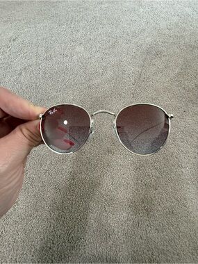 Ray-Ban Kids Round Sunglasses Silver Frame with Gradient Brown Lenses